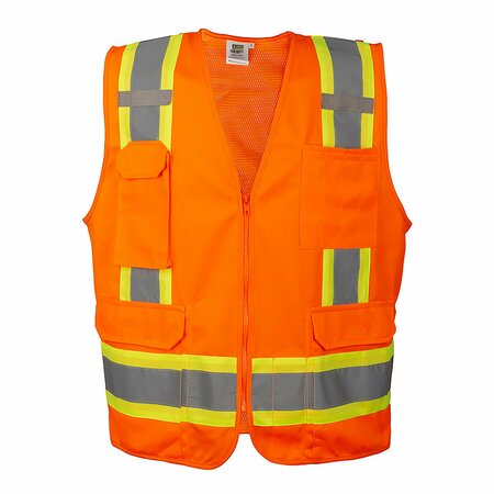 CORDOVA COR-BRITE Surveyor Vests, Orange, Solid Front Fabric & Polyester Mesh Back VS285-2XL